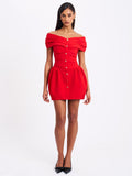 CAIT RED OFF-SHOULDER MINI DRESS