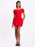 CAIT RED OFF-SHOULDER MINI DRESS