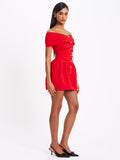 CAIT RED OFF-SHOULDER MINI DRESS