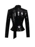 TAMIRA BLACK SEQUIN DEEP V TOP WITH SCARF