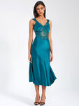 PERLEY SATIN LACE MIDI DRESS