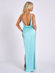 GEENA TIFFANY BLUE SLIT GOWN