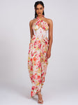 ZARINA FLORAL CORSET SATIN GOWN