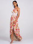 ZARINA FLORAL CORSET SATIN GOWN