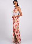 ZARINA FLORAL CORSET SATIN GOWN