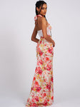 ZARINA FLORAL CORSET SATIN GOWN