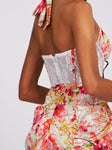 ZARINA FLORAL CORSET SATIN GOWN