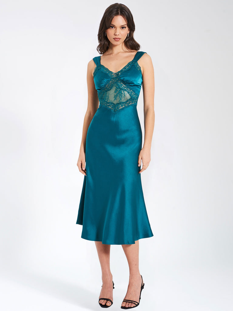 satin lace midi dress Grace Loves Lace Silky Satin Midi Dusk