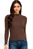 THE CLASSIC MOCK NECK KNIT TOP - BROWN