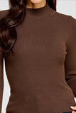 THE CLASSIC MOCK NECK KNIT TOP - BROWN