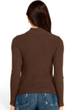 THE CLASSIC MOCK NECK KNIT TOP - BROWN