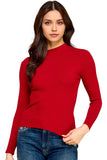 THE CLASSIC MOCK NECK KNIT TOP - RED