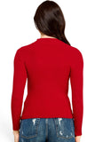 THE CLASSIC MOCK NECK KNIT TOP - RED