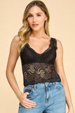 FLORAL LACE TANK TOP - BLACK