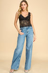 FLORAL LACE TANK TOP - BLACK