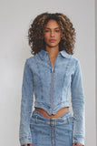 WEST END DENIM SET ZIP-UP JACKET TOP