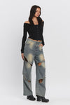 KYLIE VINTAGE WASH CUT-OUT JEANS