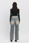 KYLIE VINTAGE WASH CUT-OUT JEANS