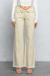 JAZZ FOLDED WAIST DISTRESSED PANTS