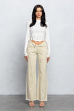 JAZZ FOLDED WAIST DISTRESSED PANTS