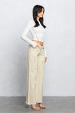 JAZZ FOLDED WAIST DISTRESSED PANTS