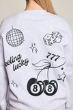 EMBROIDERED 'FEELING LUCKY' SWEATSHIRT