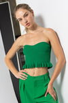 KELLY RIBBED RUFFLE TUBE TOP