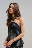LUNA POLKA DOT SET TOP - BLACK