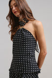 LUNA POLKA DOT SET TOP - BLACK