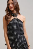 LUNA POLKA DOT SET TOP - BLACK