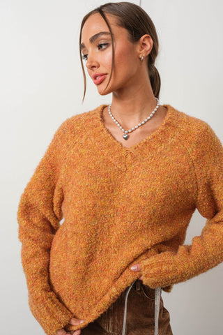 THANKFUL TWO-TONE KNIT SWEATER
