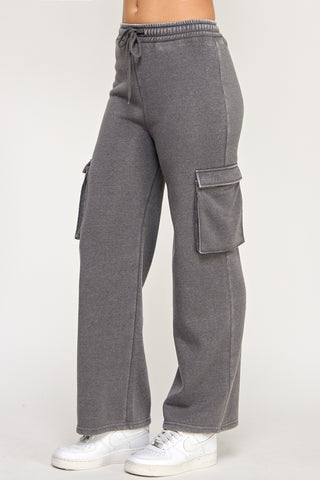 THE VIRGO FLEECE BURNOUT SET PANTS (HEATHER GREY)