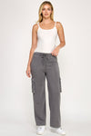 THE VIRGO FLEECE BURNOUT SET PANTS (HEATHER GREY)