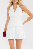 THE CLASSIQUE PLEATED SET SKIRT - WHITE