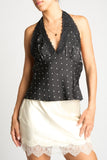 LACE AFFAIR POLKA DOT SATIN TOP