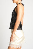 LACE AFFAIR POLKA DOT SATIN TOP
