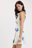 BLUE IRIS SATIN HALTER MINI DRESS