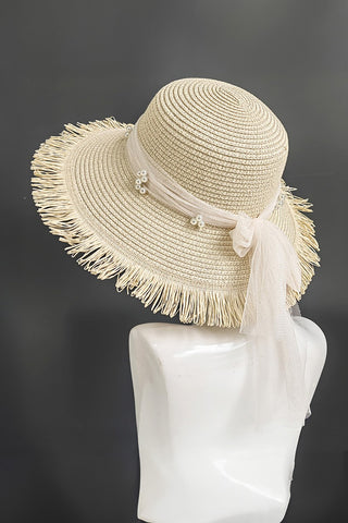PEARL MESH BOW SUN HAT