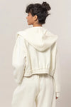 LONG WEEKEND FLEECE ZIP-UP HOODIE - CREAM