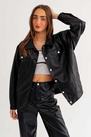 AVRIL VEGAN LEATHER BOYFRIEND JACKET