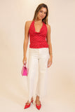 KEEKS POLKA DOT HALTER TOP - RED