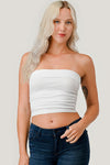 SIDE RUCHED TUBE TOP - WHITE
