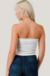 SIDE RUCHED TUBE TOP - WHITE