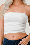 SIDE RUCHED TUBE TOP - WHITE