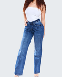 CRYSTAL EMBELLISHED WIDE LEG JEANS