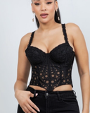 CATALINA CORSET TOP - BLACK