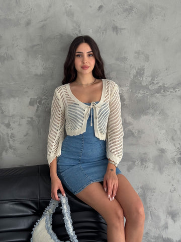 OPEN KNIT CARDIGAN TOP