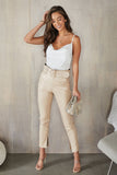 OPEN SLIT BOTTOM FAUX LEATHER PANTS