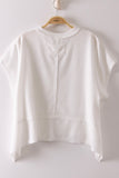 SOFT GIRL SUNDAY WAFFLE KNIT TEE - WHITE