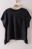 SOFT GIRL SUNDAY WAFFLE KNIT TEE - BLACK